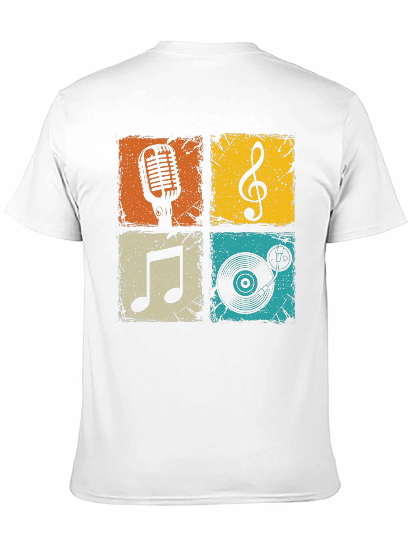 Camiseta Hombre Negra con Diseño Musical Retro
