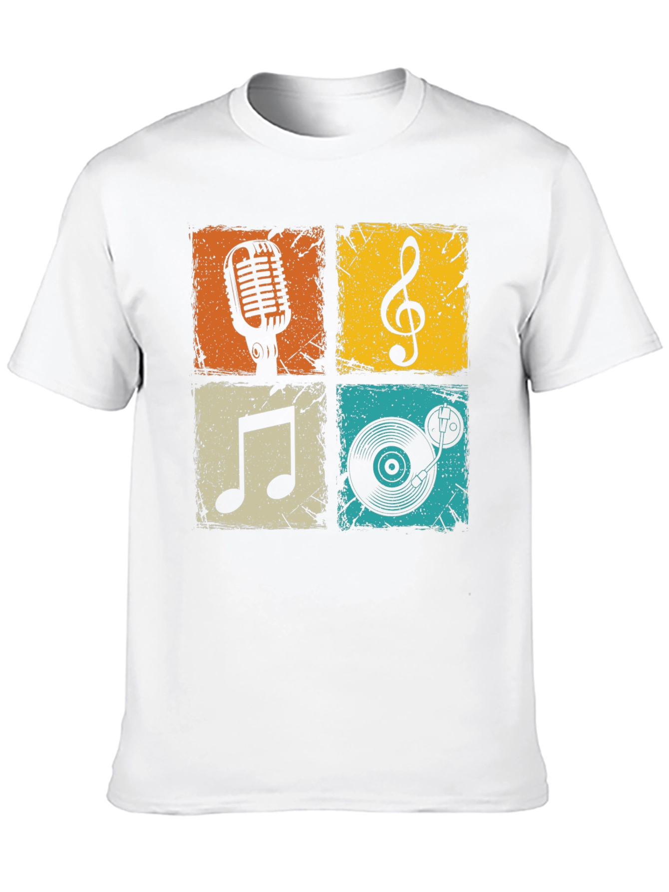Camiseta Hombre Negra con Diseño Musical Retro