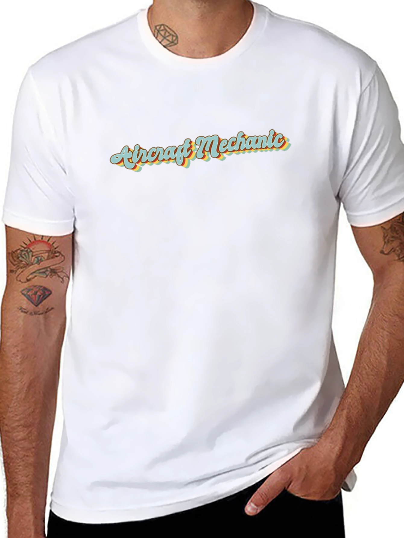 Camiseta Negra Mecánico de Aviones Retro