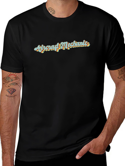 Camiseta Negra Mecánico de Aviones Retro