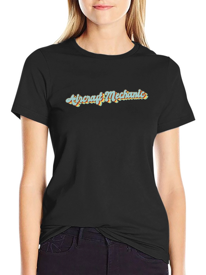 Camiseta Negra Mecánico de Aviones Retro