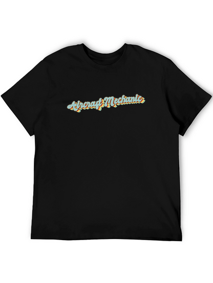 Camiseta Negra Mecánico de Aviones Retro