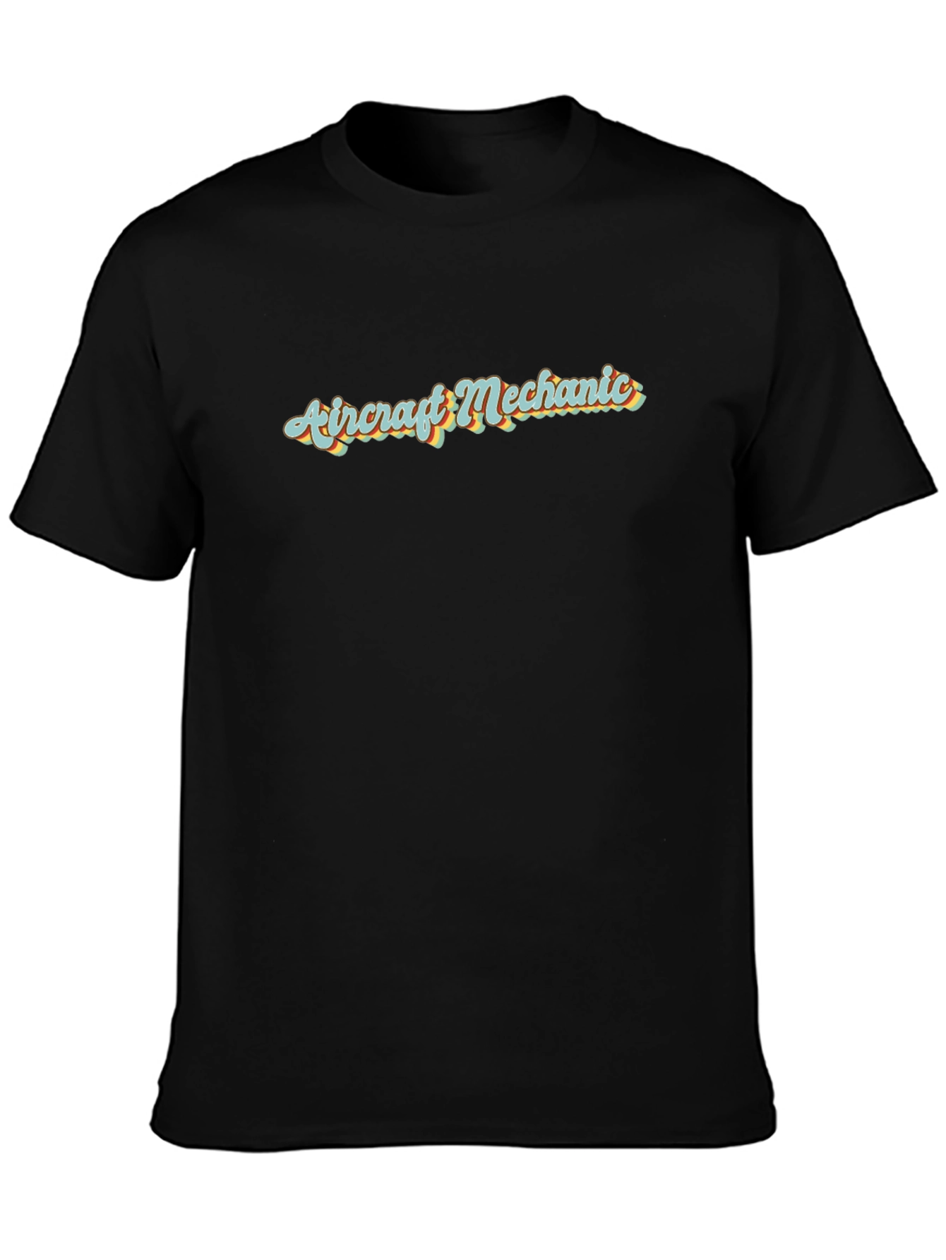 Camiseta Negra Mecánico de Aviones Retro