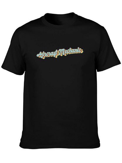 Camiseta Negra Mecánico de Aviones Retro