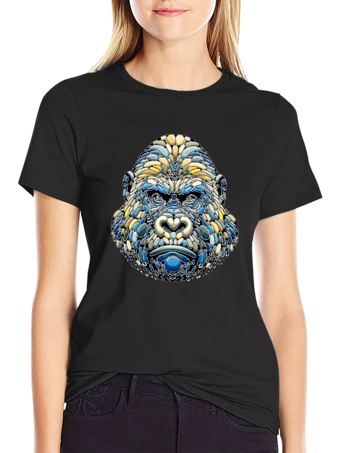 Camiseta Hombre Diseño Gorila Mosaico