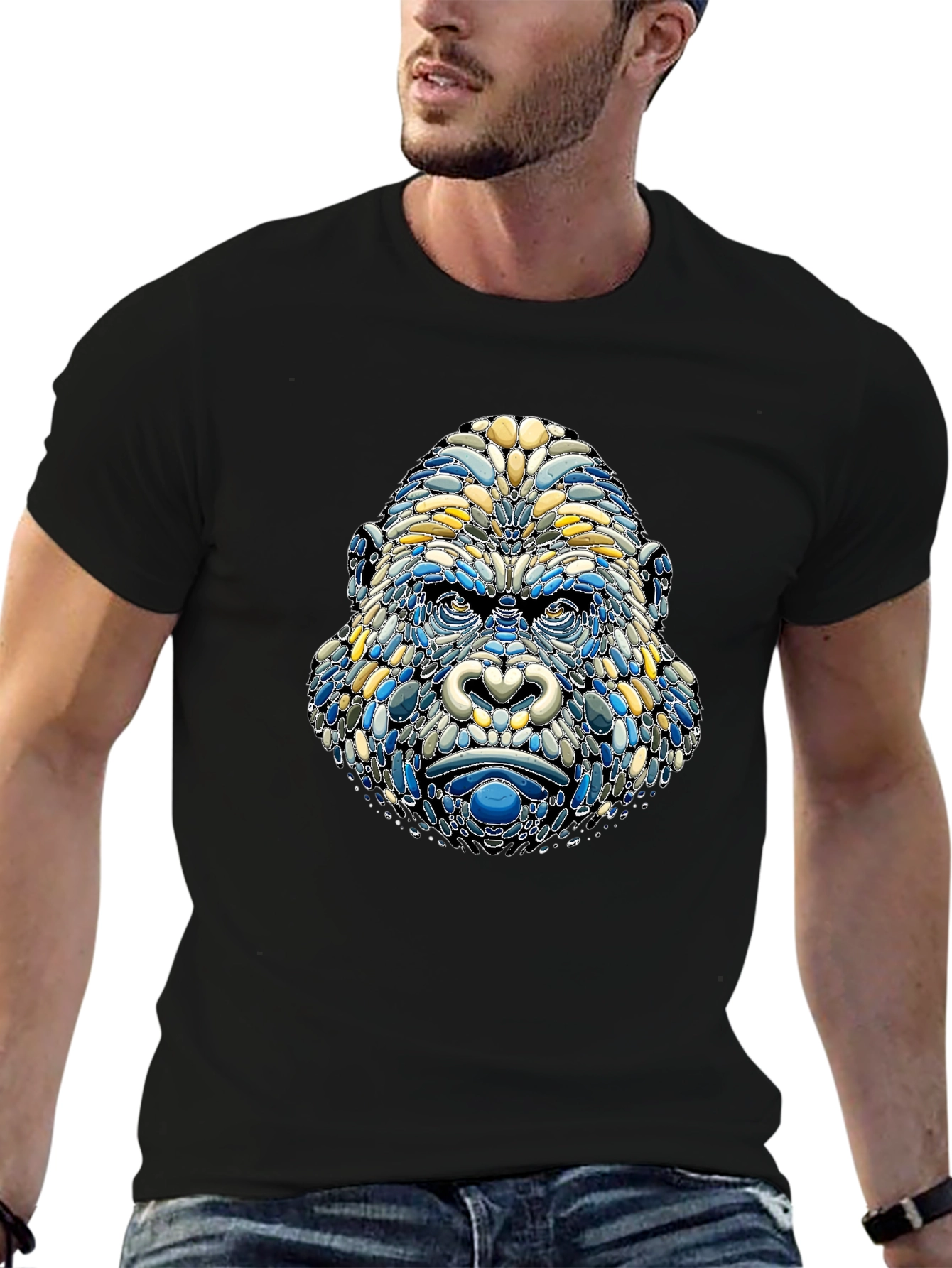 Camiseta Hombre Diseño Gorila Mosaico