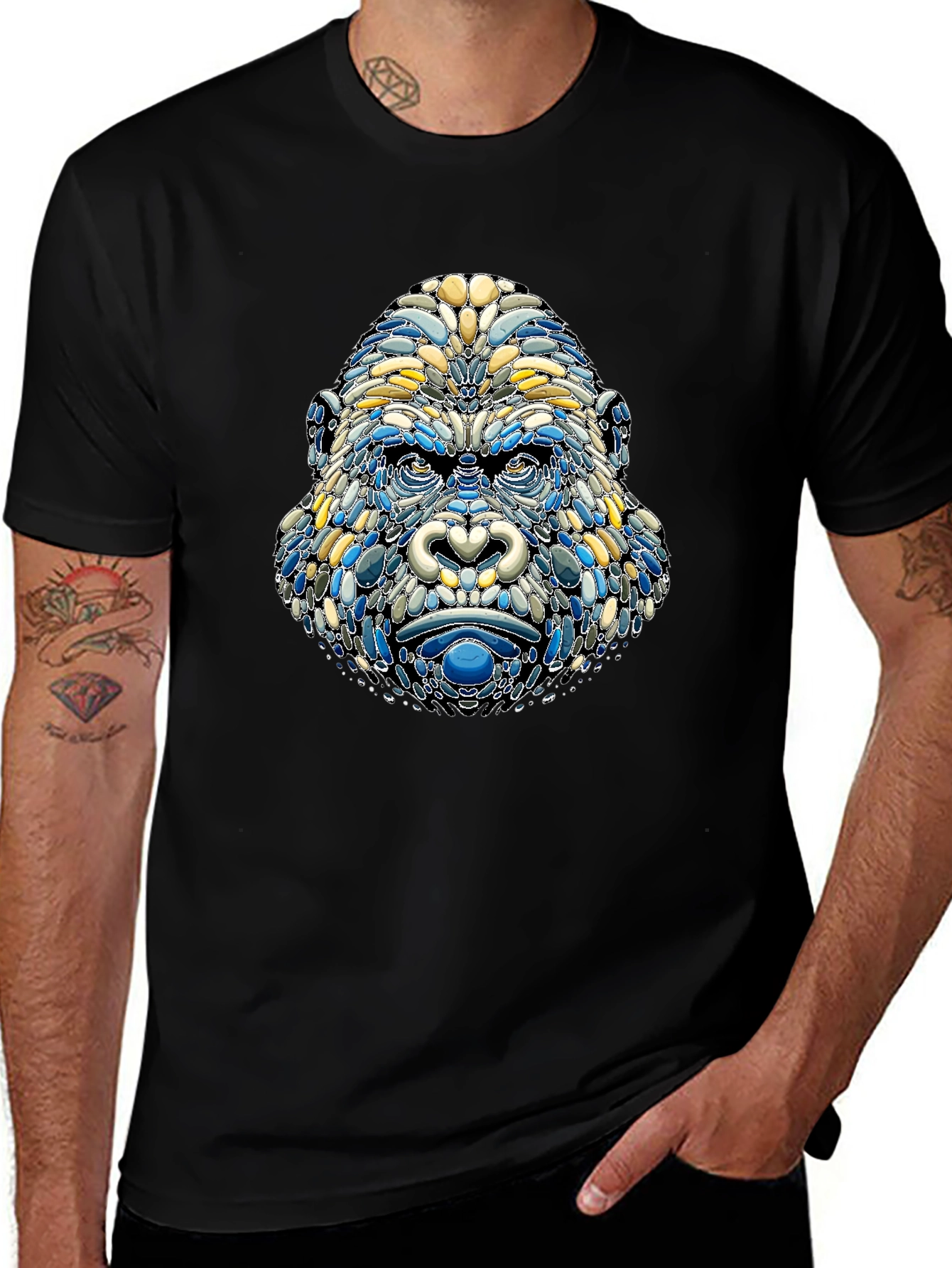 Camiseta Hombre Diseño Gorila Mosaico