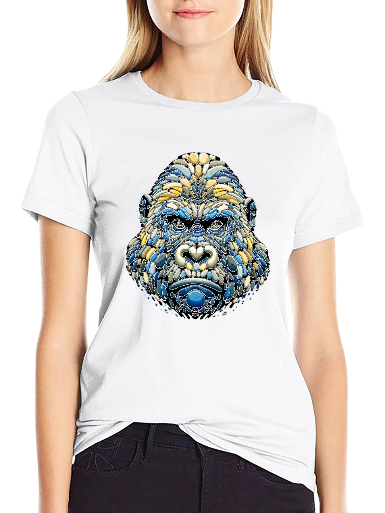 Camiseta Hombre Diseño Gorila Mosaico