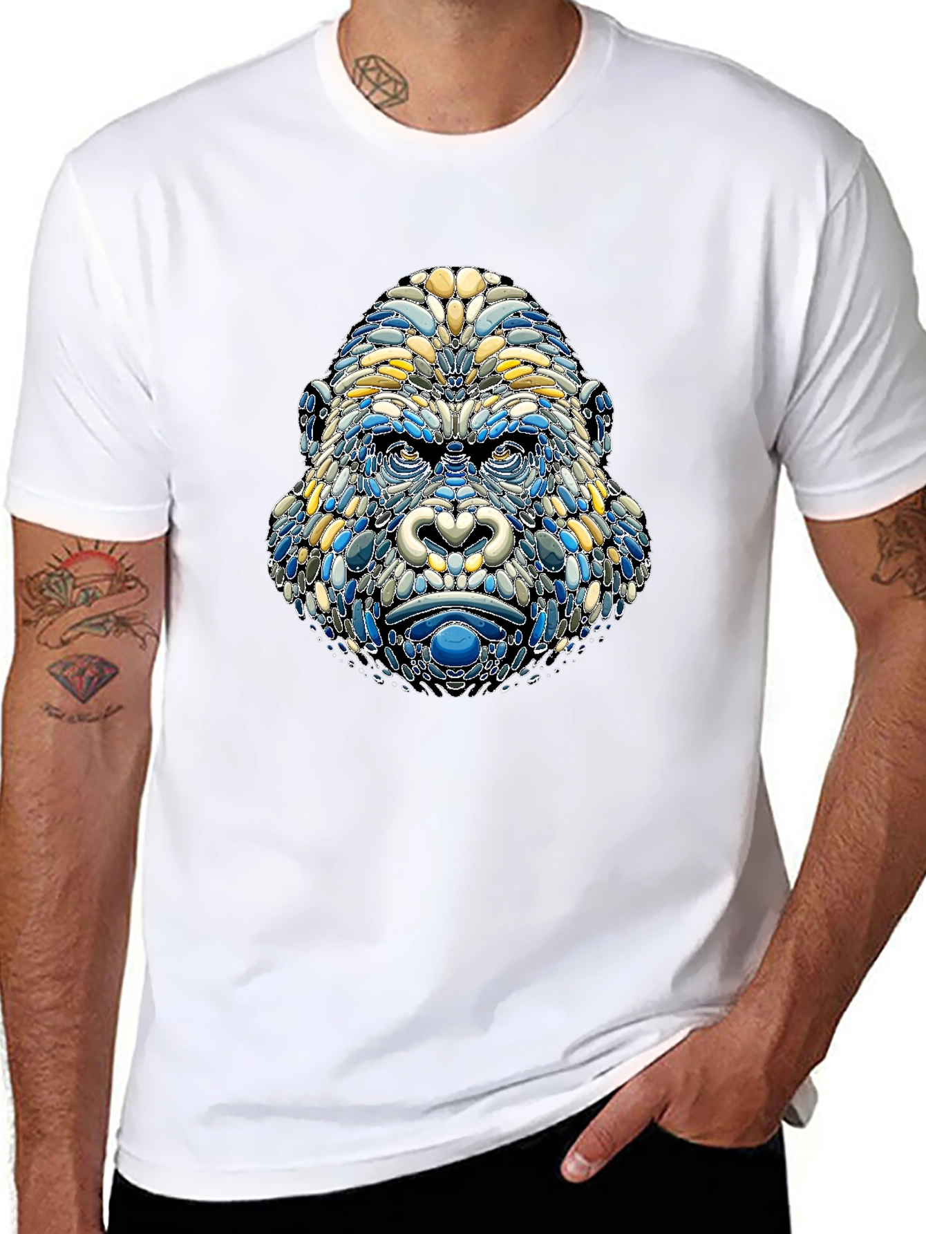 Camiseta Hombre Diseño Gorila Mosaico