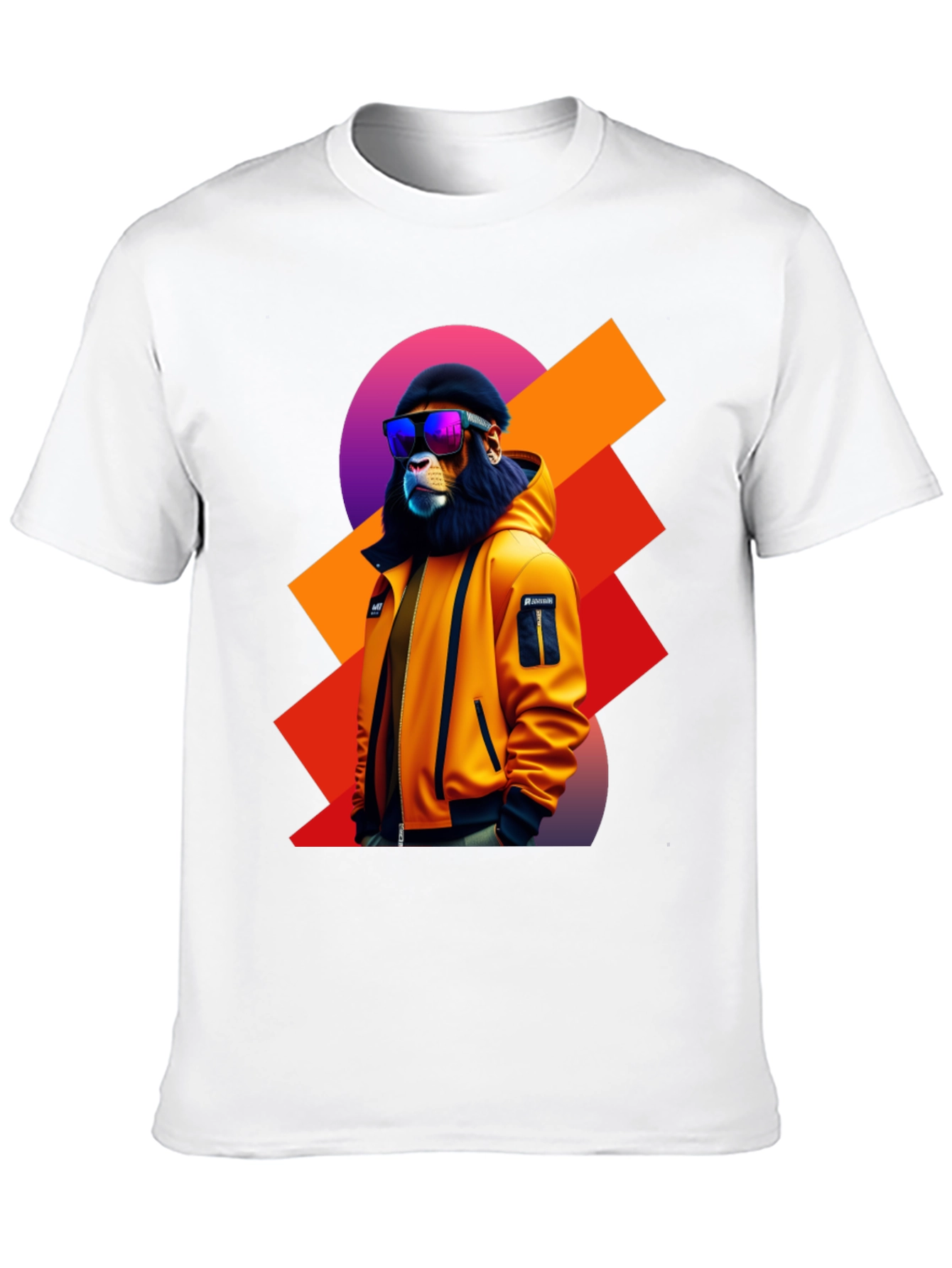 Camiseta Negra con León Urbano y Gafas de Sol