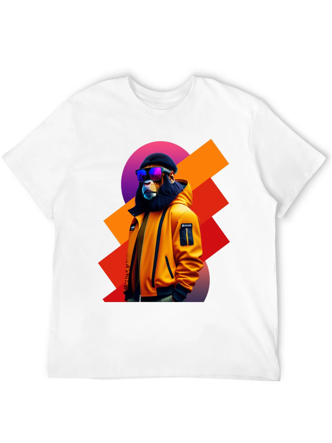 Camiseta Negra con León Urbano y Gafas de Sol