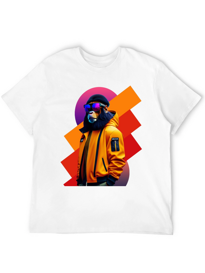 Camiseta Negra con León Urbano y Gafas de Sol