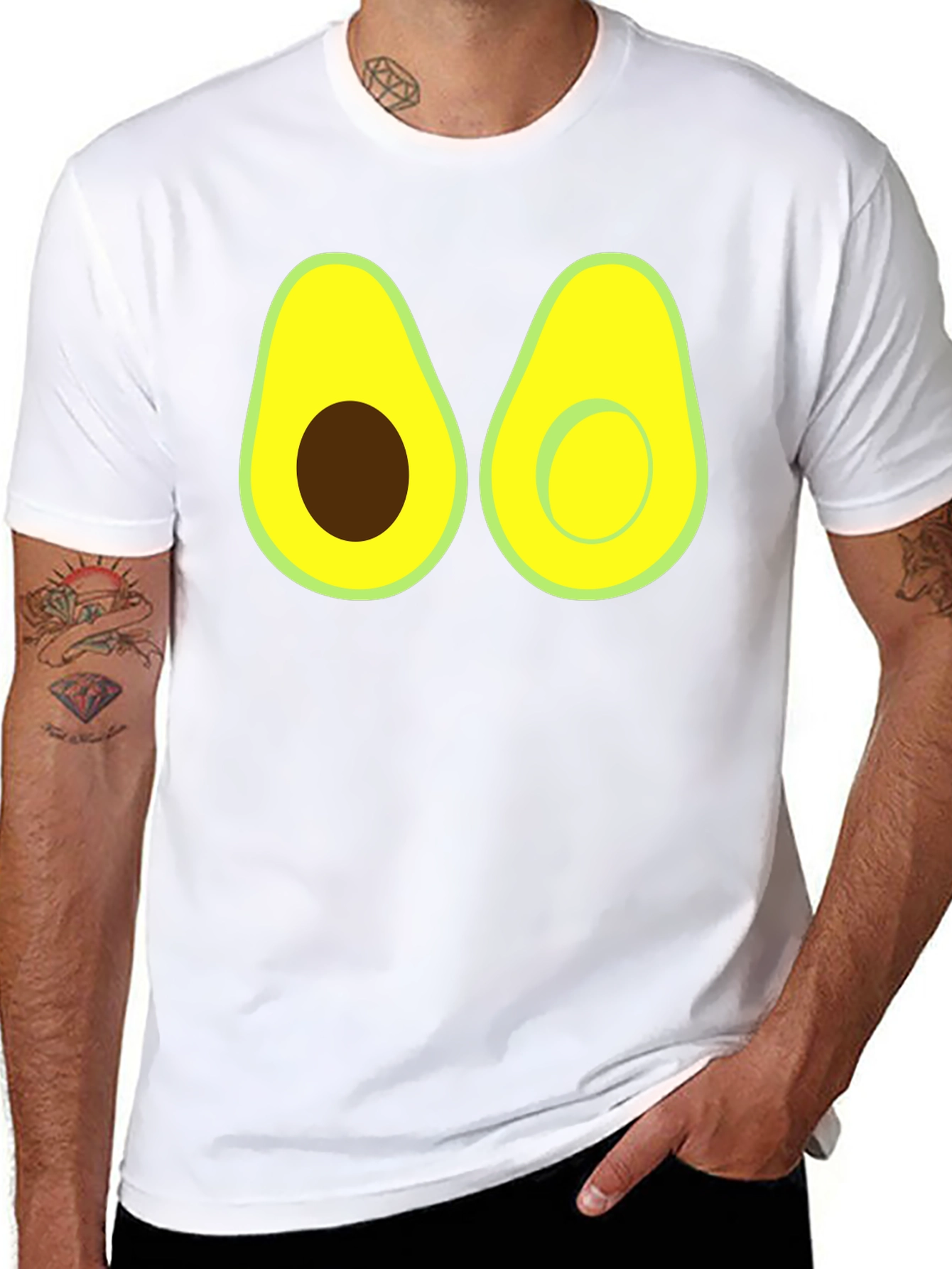 Camiseta Negra con Diseño de Aguacate Divertido