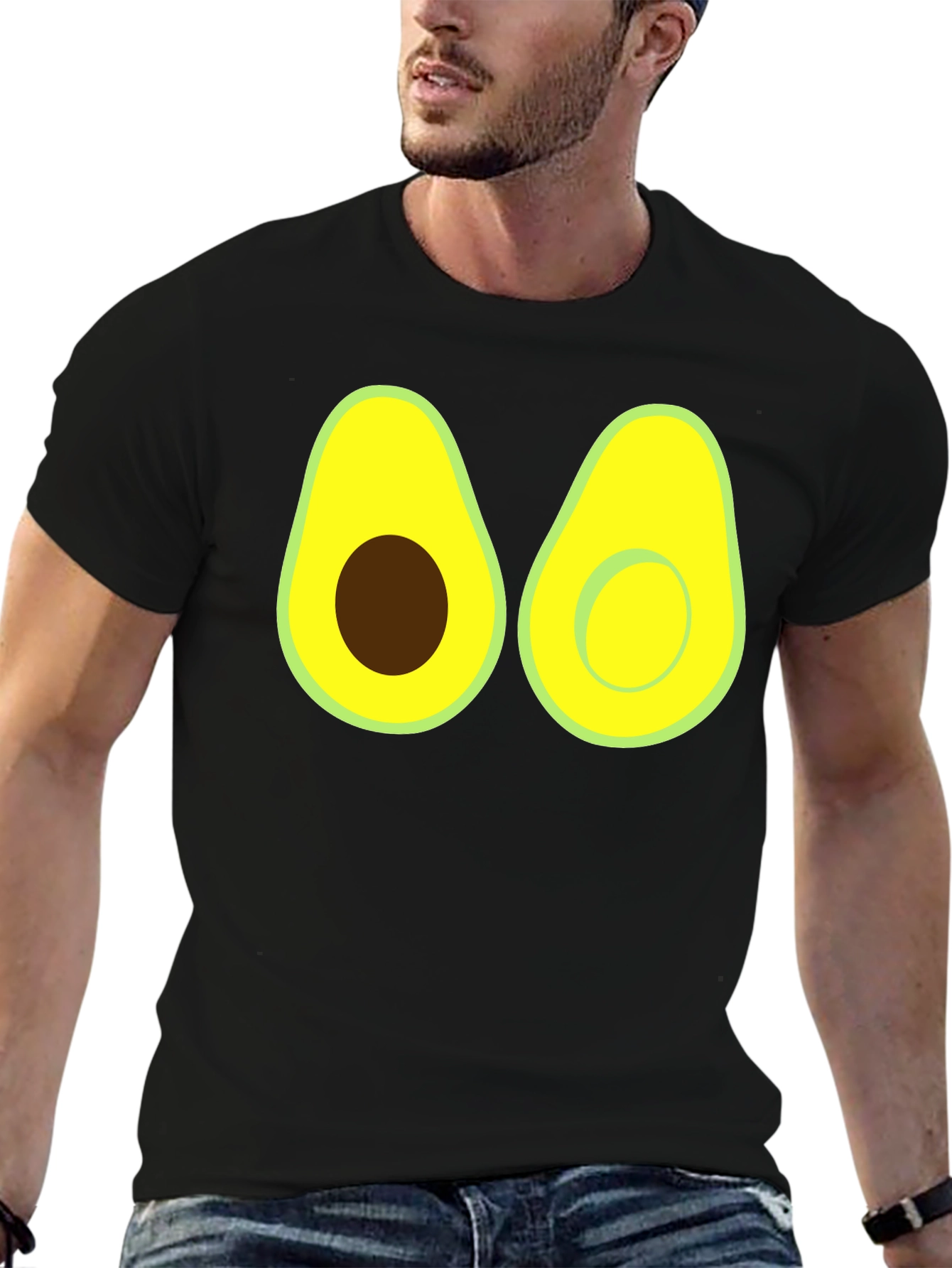 Camiseta Negra con Diseño de Aguacate Divertido
