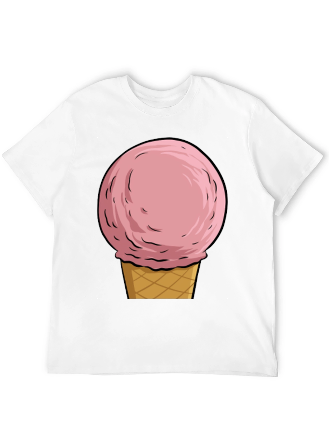 Camiseta Negra con Diseño de Helado Rosa
