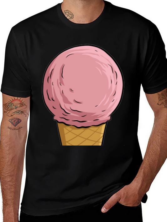 Camiseta Negra con Diseño de Helado Rosa