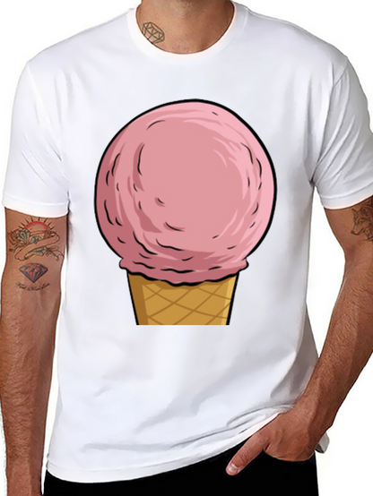 Camiseta Negra con Diseño de Helado Rosa