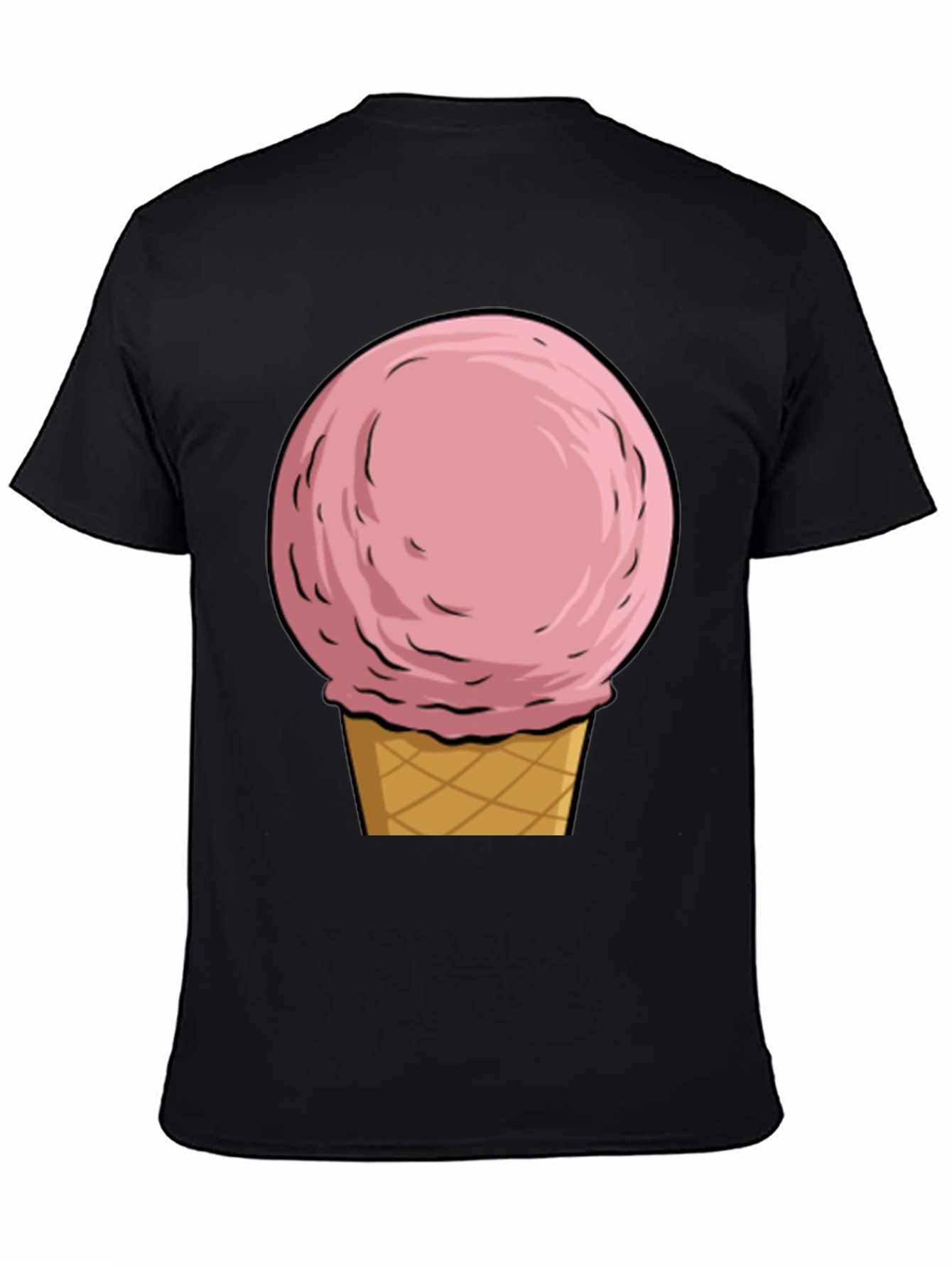 Camiseta Negra con Diseño de Helado Rosa