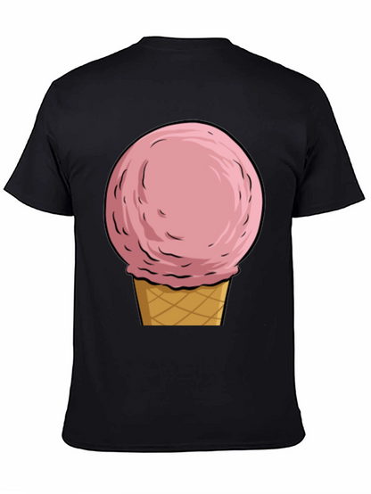 Camiseta Negra con Diseño de Helado Rosa