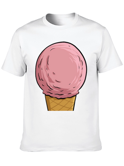 Camiseta Negra con Diseño de Helado Rosa