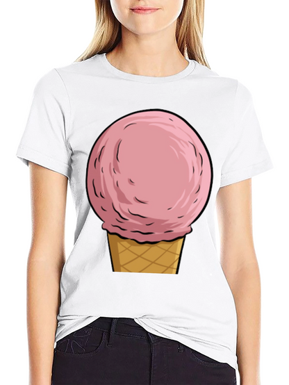 Camiseta Negra con Diseño de Helado Rosa