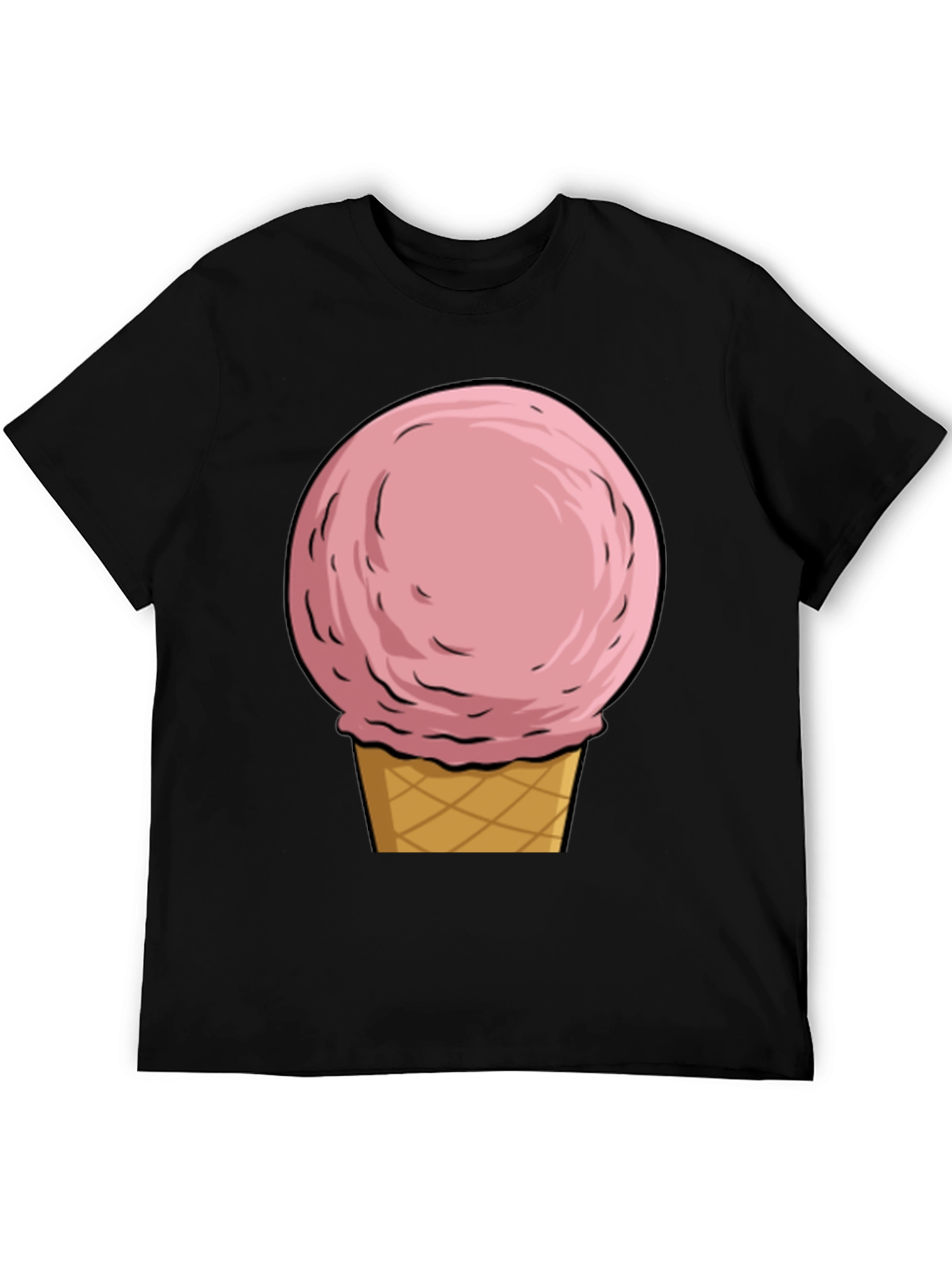 Camiseta Negra con Diseño de Helado Rosa