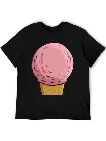 Camiseta Negra con Diseño de Helado Rosa