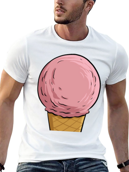 Camiseta Negra con Diseño de Helado Rosa