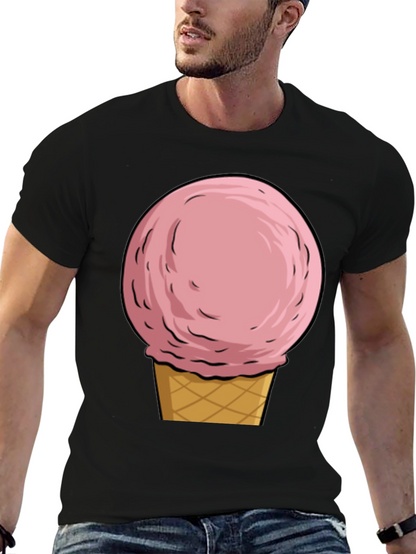 Camiseta Negra con Diseño de Helado Rosa