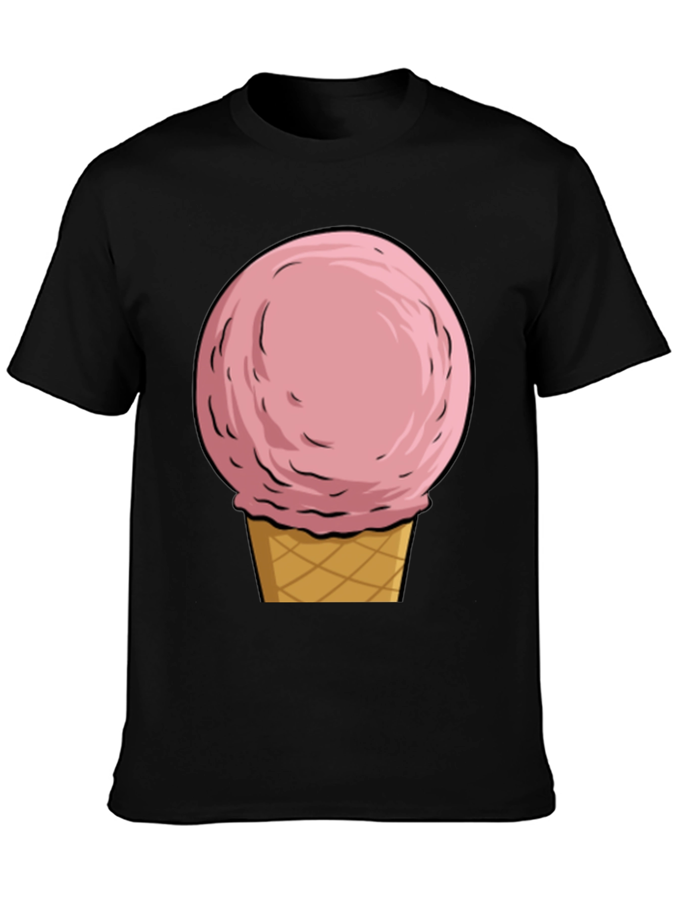 Camiseta Negra con Diseño de Helado Rosa