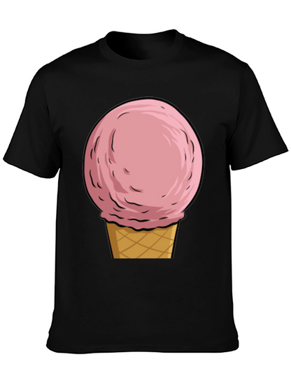 Camiseta Negra con Diseño de Helado Rosa