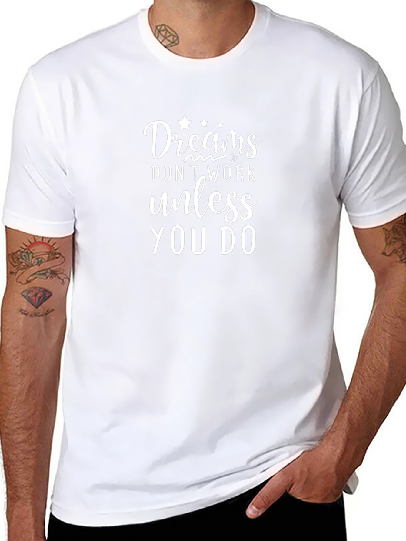 Camiseta Negra con Mensaje Motivacional: Dreams Work
