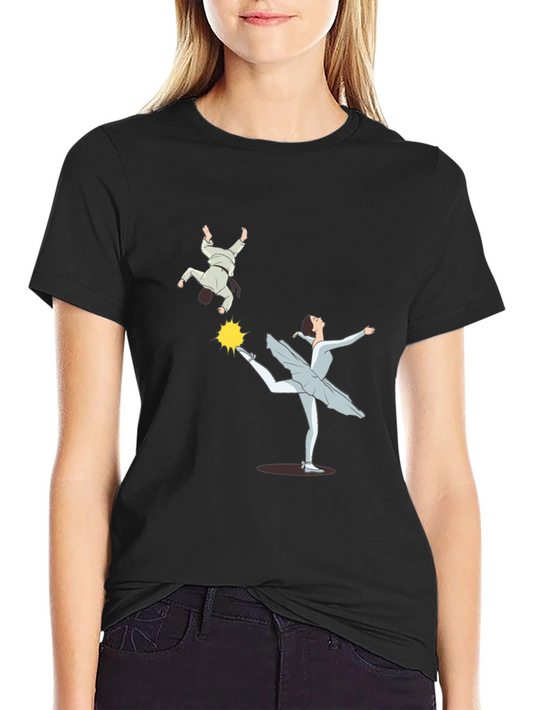 Camiseta Negra con Diseño de Bailarina y Judo