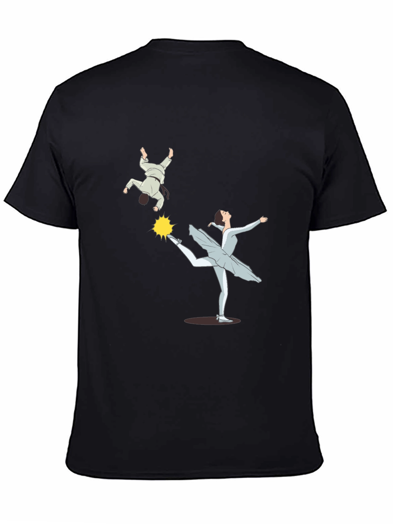 Camiseta Negra con Diseño de Bailarina y Judo