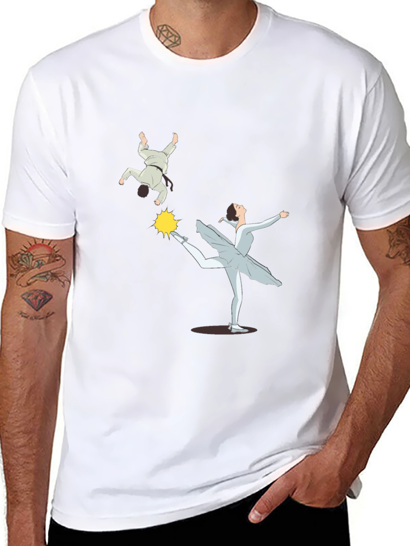 Camiseta Negra con Diseño de Bailarina y Judo