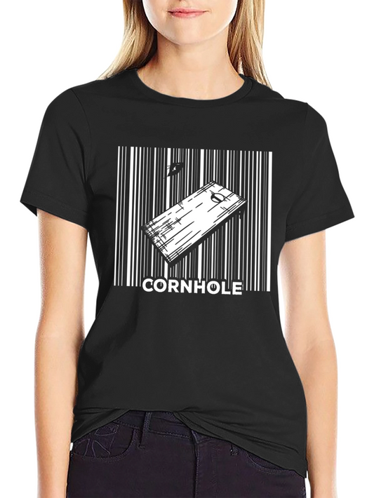 Camiseta Negra Hombre Diseño Cornhole