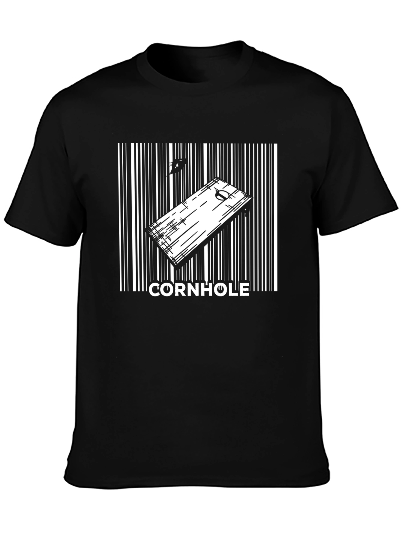 Camiseta Negra Hombre Diseño Cornhole