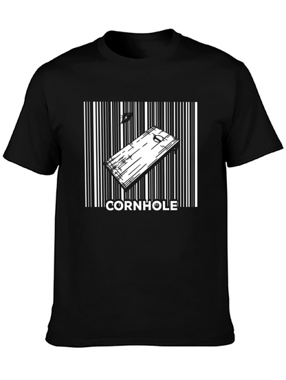 Camiseta Negra Hombre Diseño Cornhole