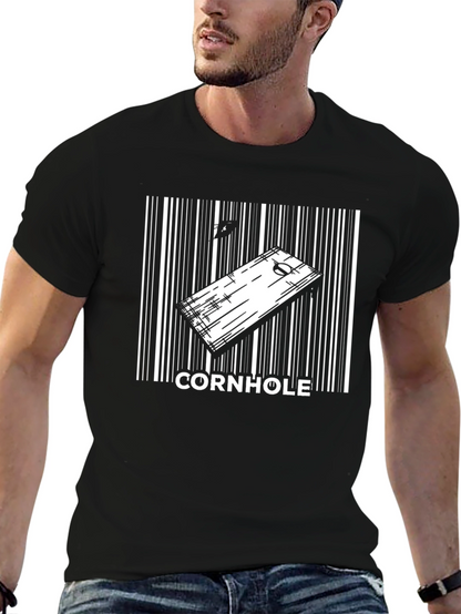 Camiseta Negra Hombre Diseño Cornhole