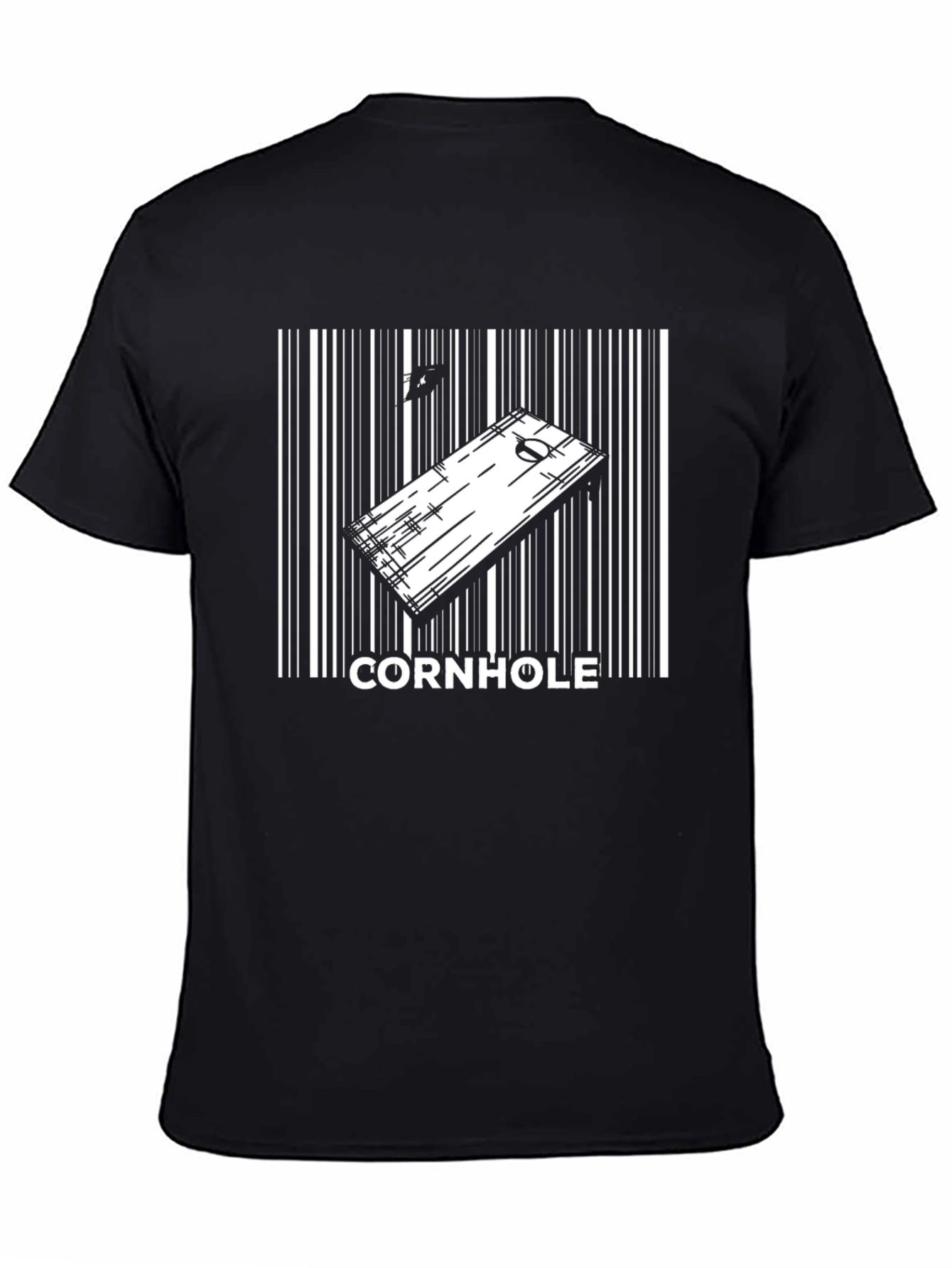 Camiseta Negra Hombre Diseño Cornhole