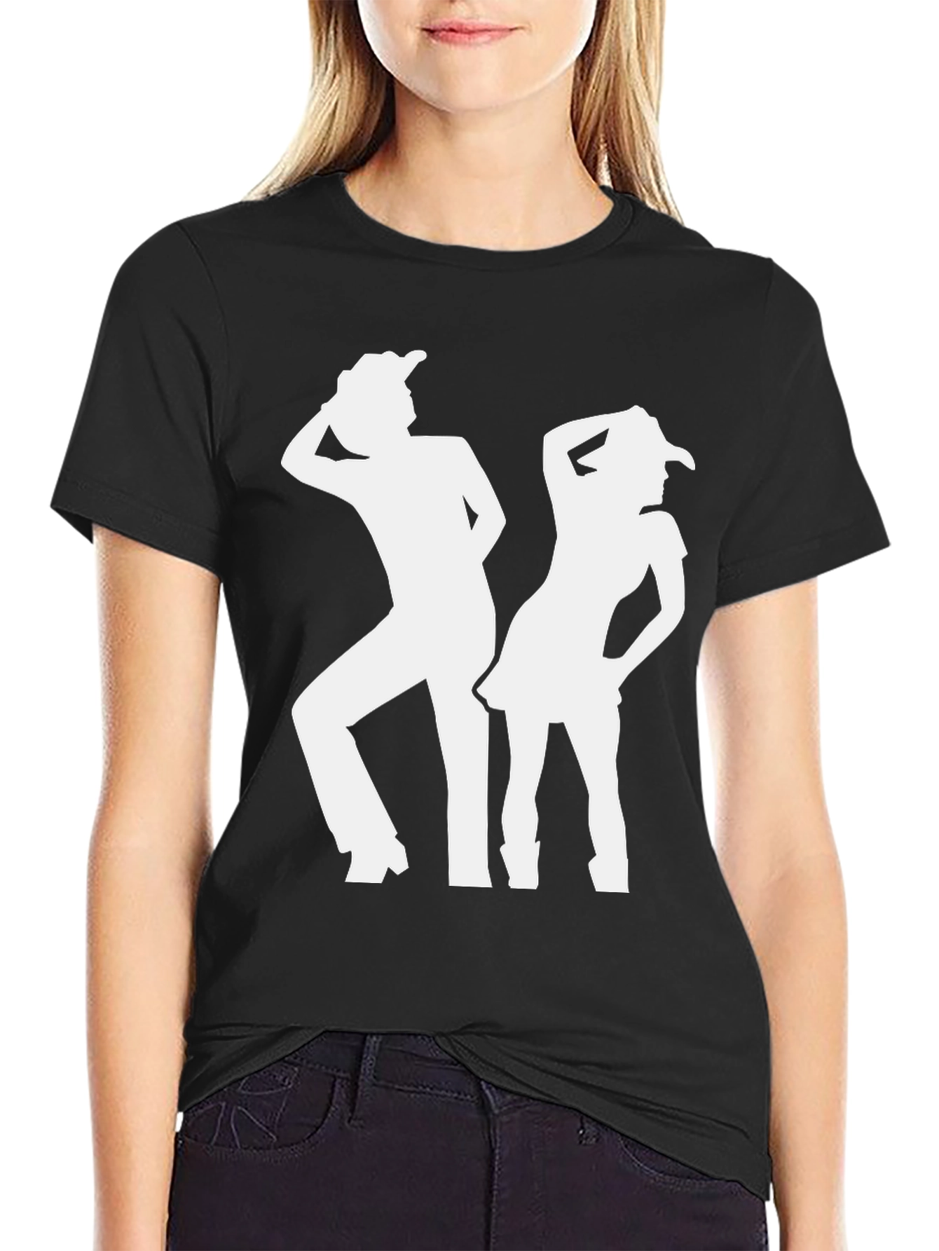 Camiseta Negra Silueta Vaquera para Hombre