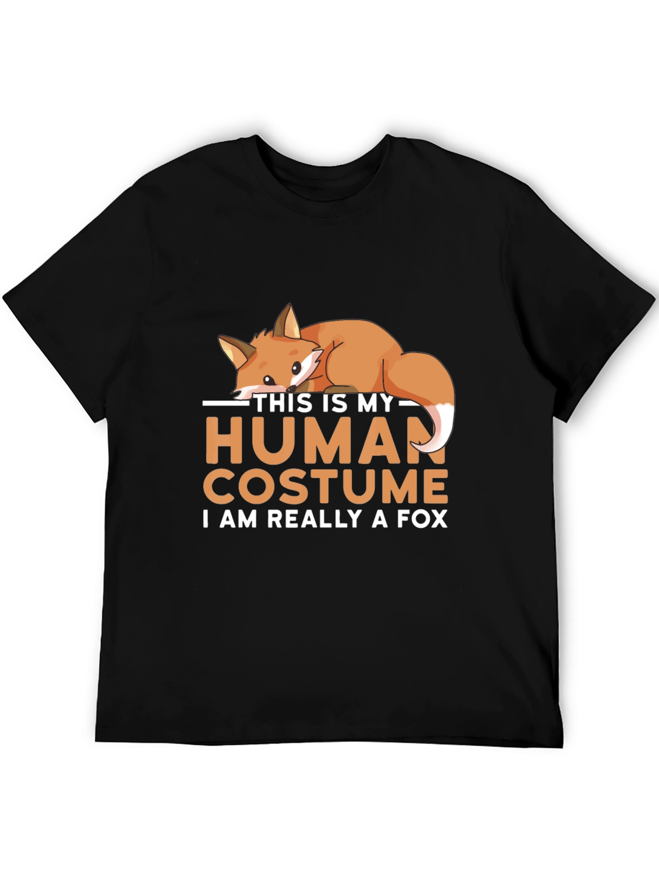 Camiseta Negra Disfraz Humano con Diseño de Zorro