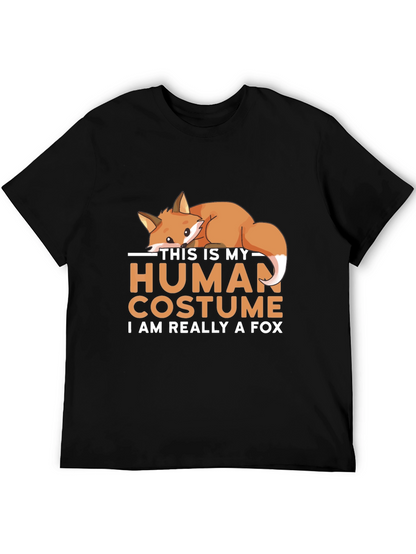 Camiseta Negra Disfraz Humano con Diseño de Zorro