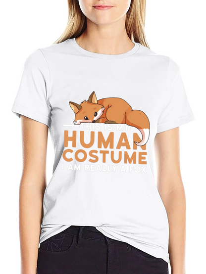 Camiseta Negra Disfraz Humano con Diseño de Zorro
