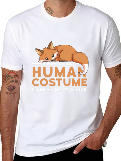 Camiseta Negra Disfraz Humano con Diseño de Zorro