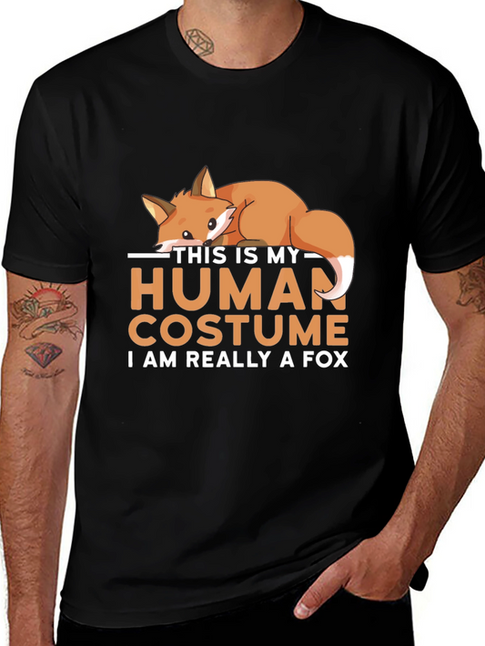 Camiseta Negra Disfraz Humano con Diseño de Zorro