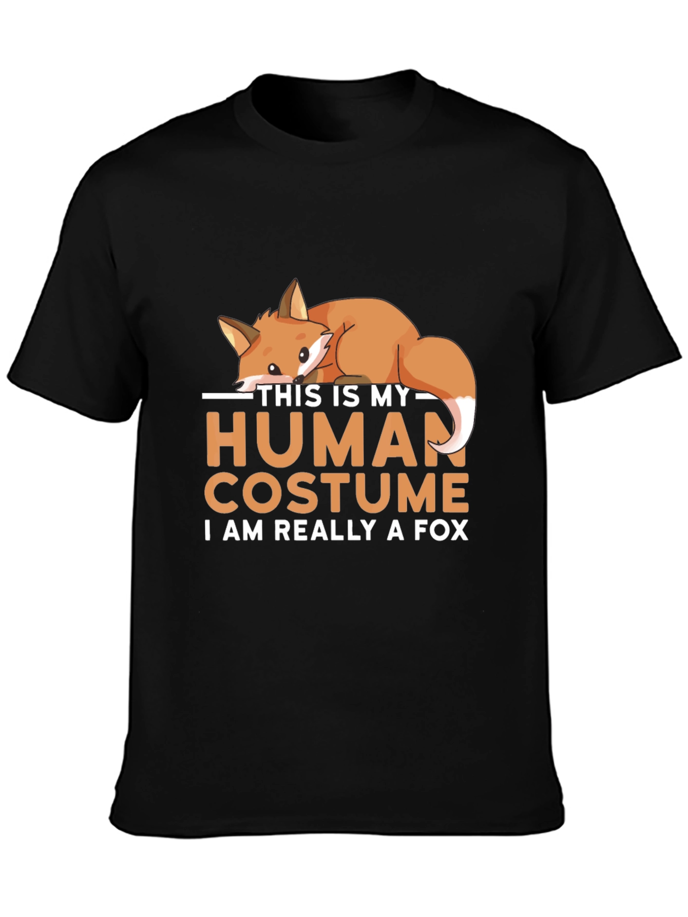 Camiseta Negra Disfraz Humano con Diseño de Zorro