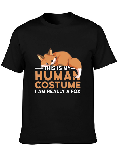 Camiseta Negra Disfraz Humano con Diseño de Zorro