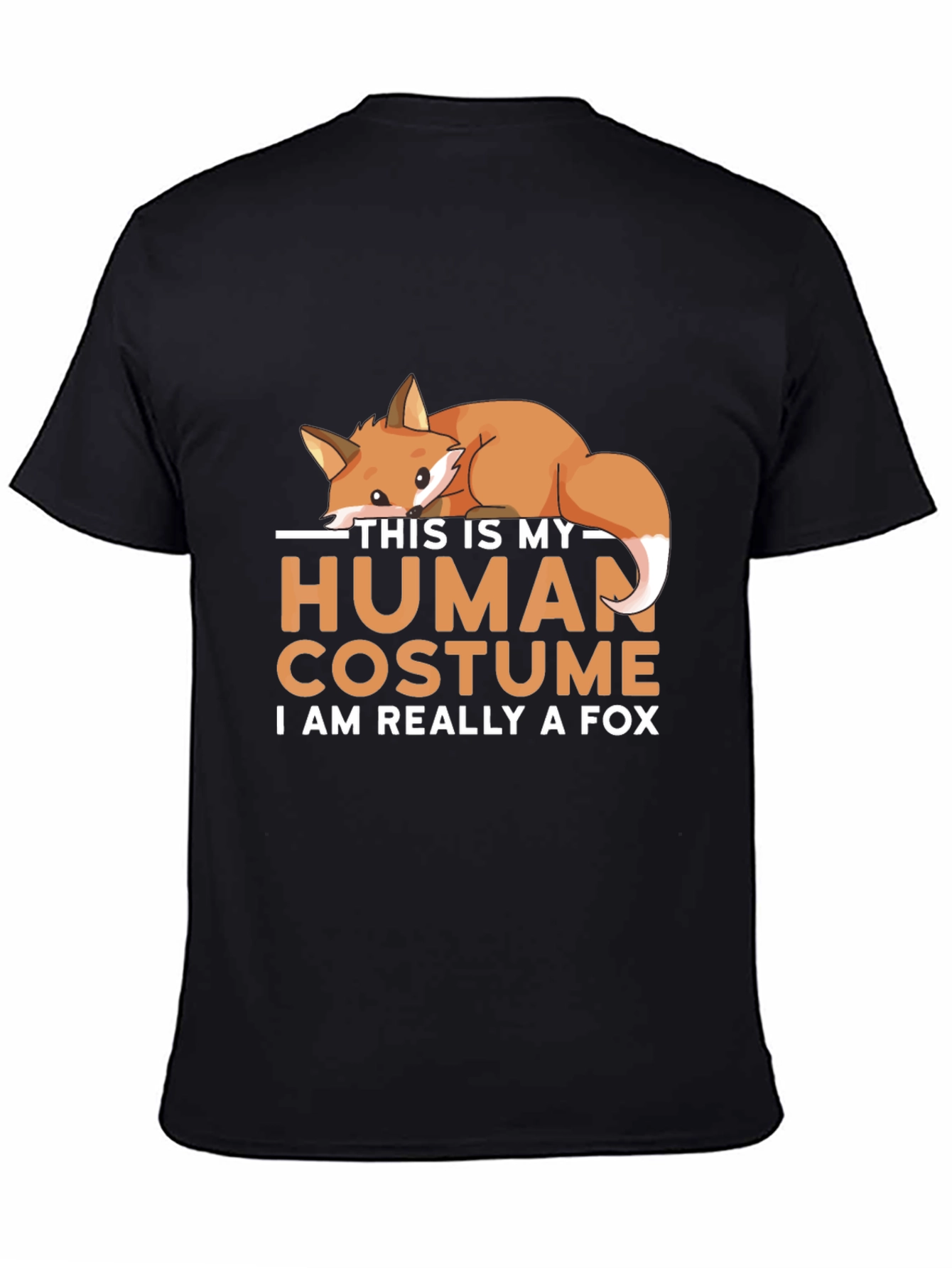 Camiseta Negra Disfraz Humano con Diseño de Zorro
