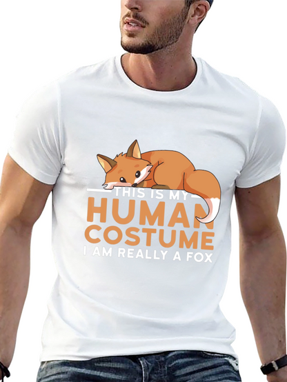 Camiseta Negra Disfraz Humano con Diseño de Zorro